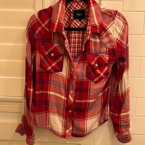 Tops - Bright festive red plaid Rails flannel